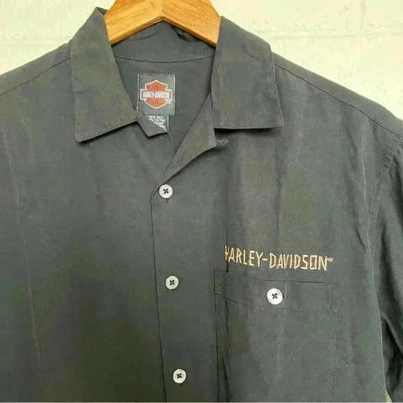 Harley Davidson Hawaii Christmas Santa Biker Button Shirt-Small - Picture 4 of 5